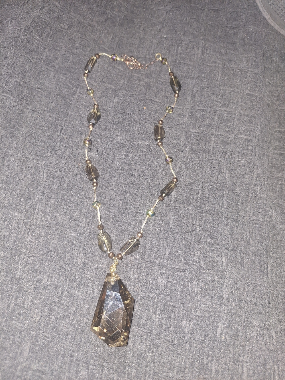 Smoky Crystal Pendant Necklace - Elegant Womenβs Jewelry